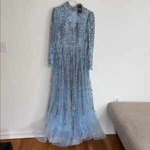 Embellished Light Blue Evening Gown